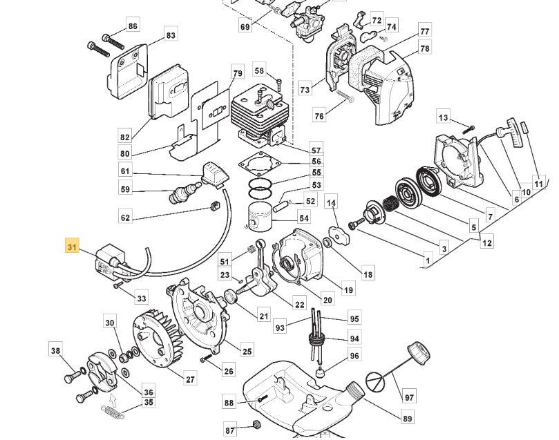 MacAllister Grass Trimmer Ignition Coil fits MGTP254 & MBCP254 118801231/0 - Outdoor Spares