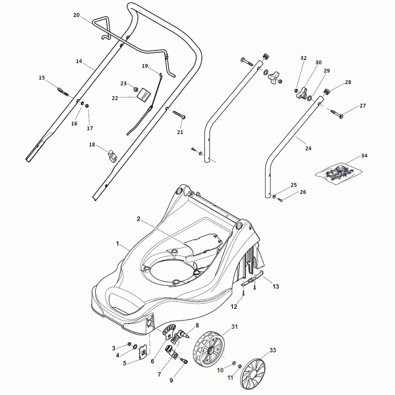 Mountfield HP164 Washer Lower Handle Fits SP470 ES HP414 112523020/0 Genuine - Outdoor Spares