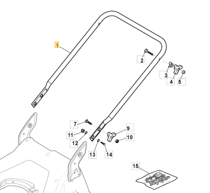 Mountfield Lower Handle Fits SP425 S461 HP S421HP SP46H SP53H SP42H 381006737/0 - Outdoor Spares