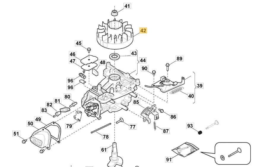 Mountfield RS100 Flywheel Assembly Fits SP164 SP414 SP180R S421HP 118550718/0 - Outdoor Spares