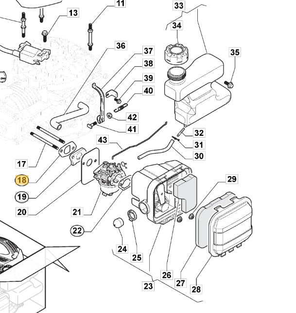 Mountfield WBE140 Carburettor Gasket Fits HP454 S481 HP 118550929/0 Genuine - Outdoor Spares