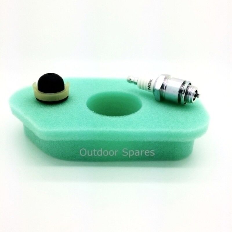 Mower Air Filter Primer Bulb & Spark Plug Kit Compatible With Briggs & Stratton - Outdoor Spares