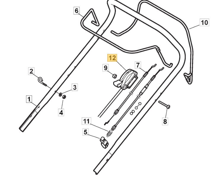 Lawnmower Throttle Cable For MacAllister MPRM 53SP (2013) Part No. 181005516/0