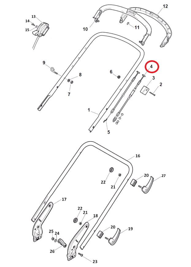 Mountfield SP465 SP535HW HW514PD Lawnmower Clutch Drive Cable 381030055/0