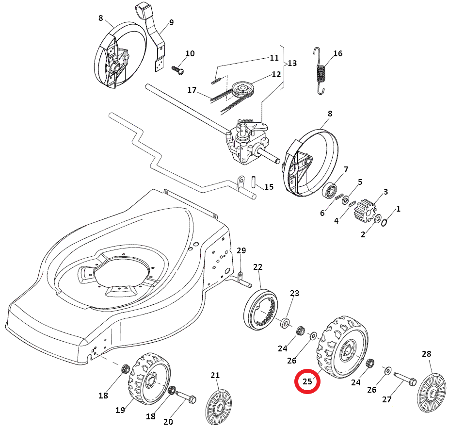 Mountfield Lawnmower Drive Wheel For SP454 SP180 SP184 SP185 Part No.381007468/0