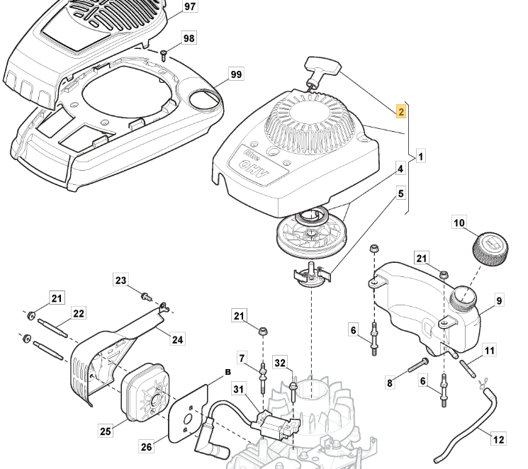 Mountfield RS100 Engine Starter Handle For SP414 SP164 S421PD 118550694/0