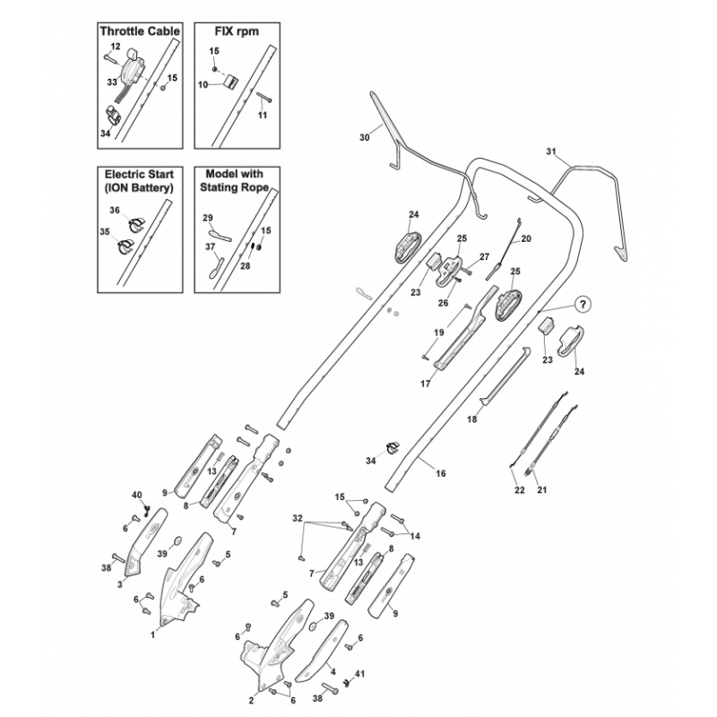 Mountfield Petrol Lawnmower Throttle Cable SP555RV, SP556BV, S501RPD 181005541/0