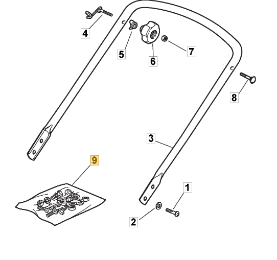 Mountfield HP184 Handle Kit Fits SP454 SP534 SP536 381008648/1 Genuine