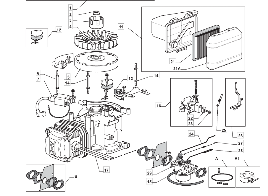 Mountfield RM45 RM55 Carburettor Gasket Set Fits SP474 SP536 118550248/0