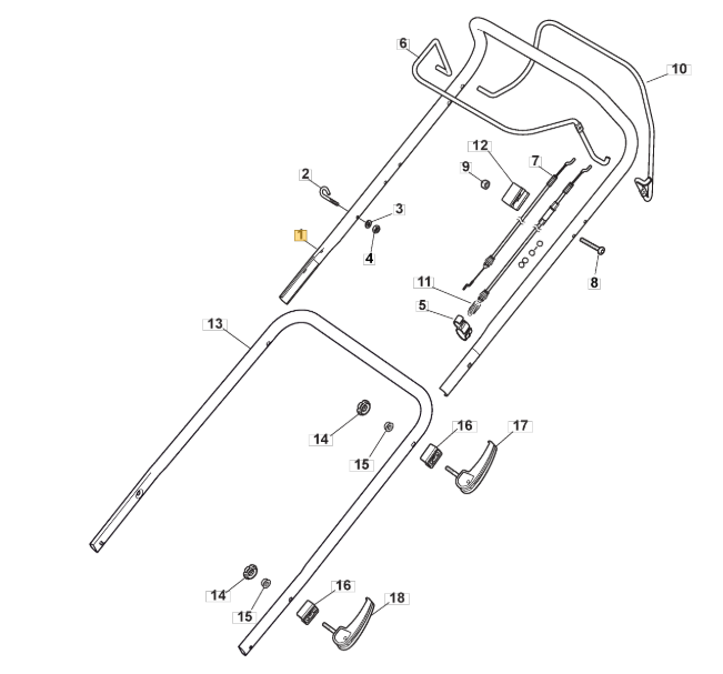 Stiga Upper Handle For Collector 43&48 Combi 48B & 53S Multiclip 47 381006754/1