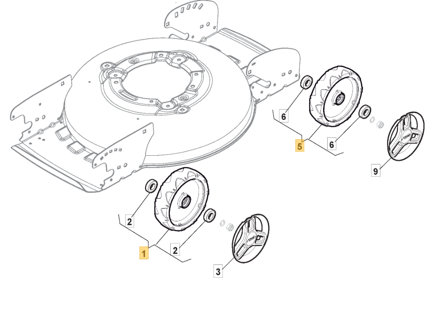 ATCO Quattro 16S Lawnmower Wheel Assembly Part No. 381007465/1