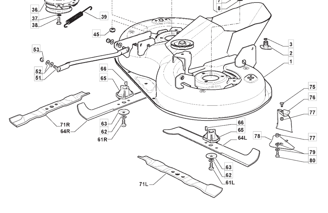 Mountfield 1430 Left Hand Winged Blade Fits 1530H T30M 182004359/0 Genuine Part