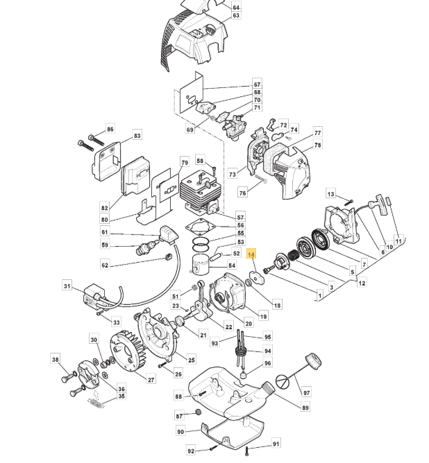 Mac Allister MGTP254 Starter Cup Assembly Fits MBCP254 118801226/0 Genuine Part - Outdoor Spares