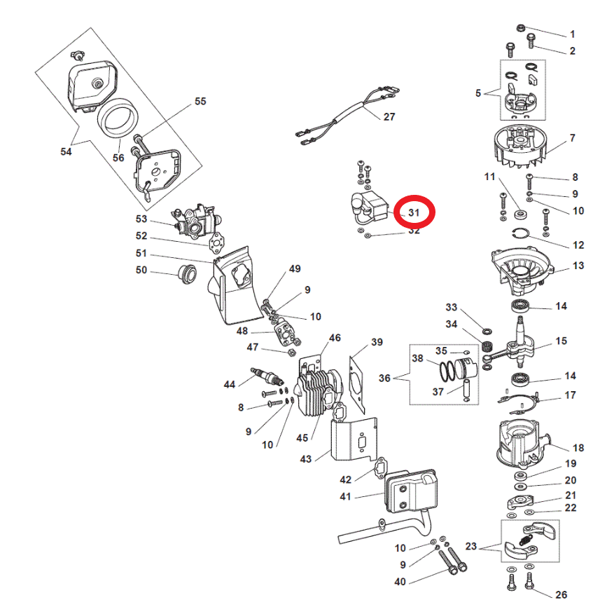 MacAllister MHTP245 - 2 Ignition Coil 123044016/0 Genuine Replacement Part - Outdoor Spares