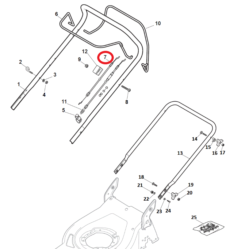 MacAllister MPRM42SP Lawnmower Brake Cable 181030056/0 - Outdoor Spares