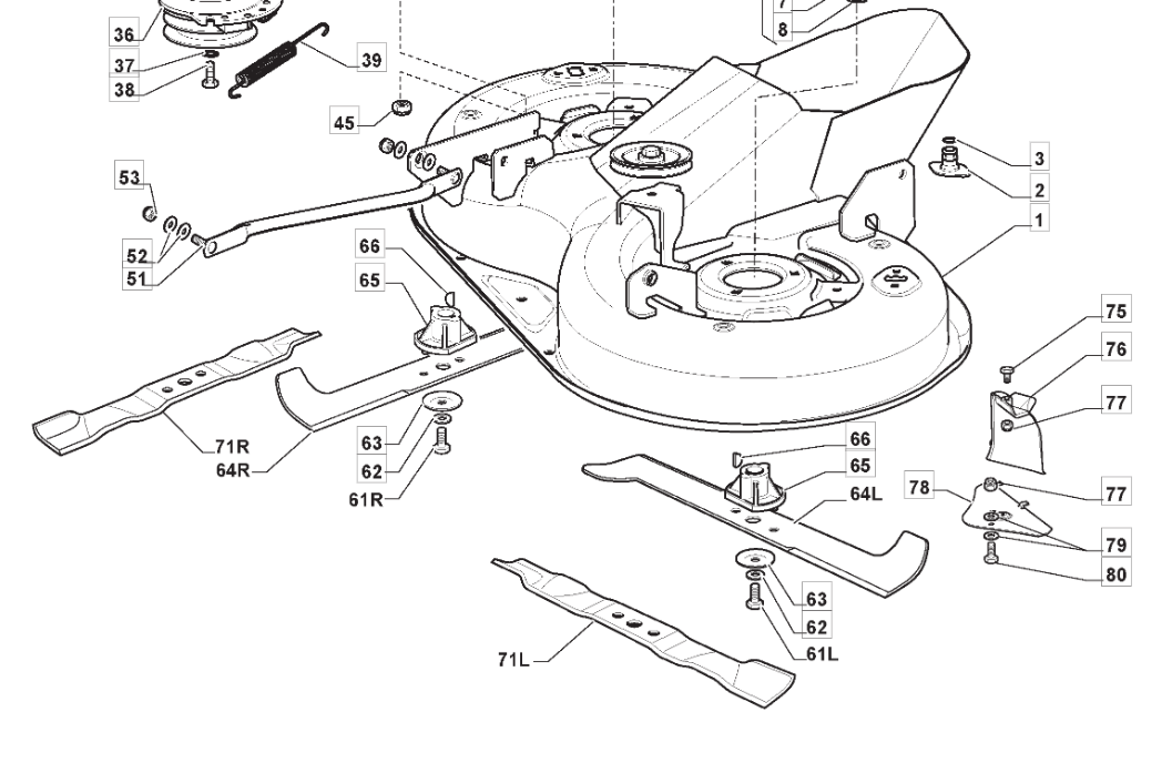 Mountfield 1430 Left Hand Winged Blade Fits 1530H T30M 182004359/0 Genuine Part - Outdoor Spares