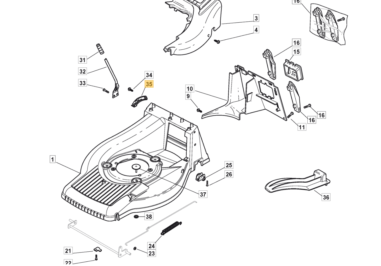 Mountfield Height Adjuster Quadrant SP505 SP554 SP555 SP550 Tri - Cut 322735563/0 - Outdoor Spares