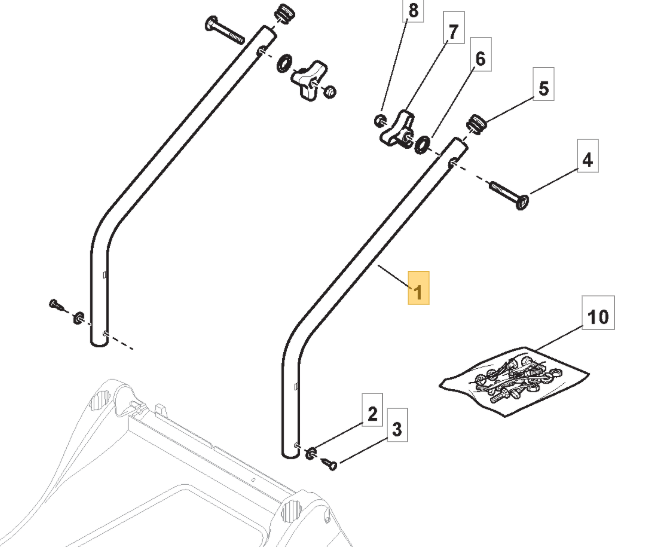 Mountfield HP164 Lower Handle Fits HP414 SP164 SP414 381006769/0 Genuine Part - Outdoor Spares