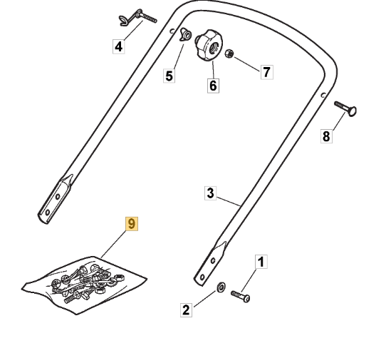 Mountfield HP184 Handle Kit Fits SP454 SP534 SP536 381008648/1 Genuine - Outdoor Spares