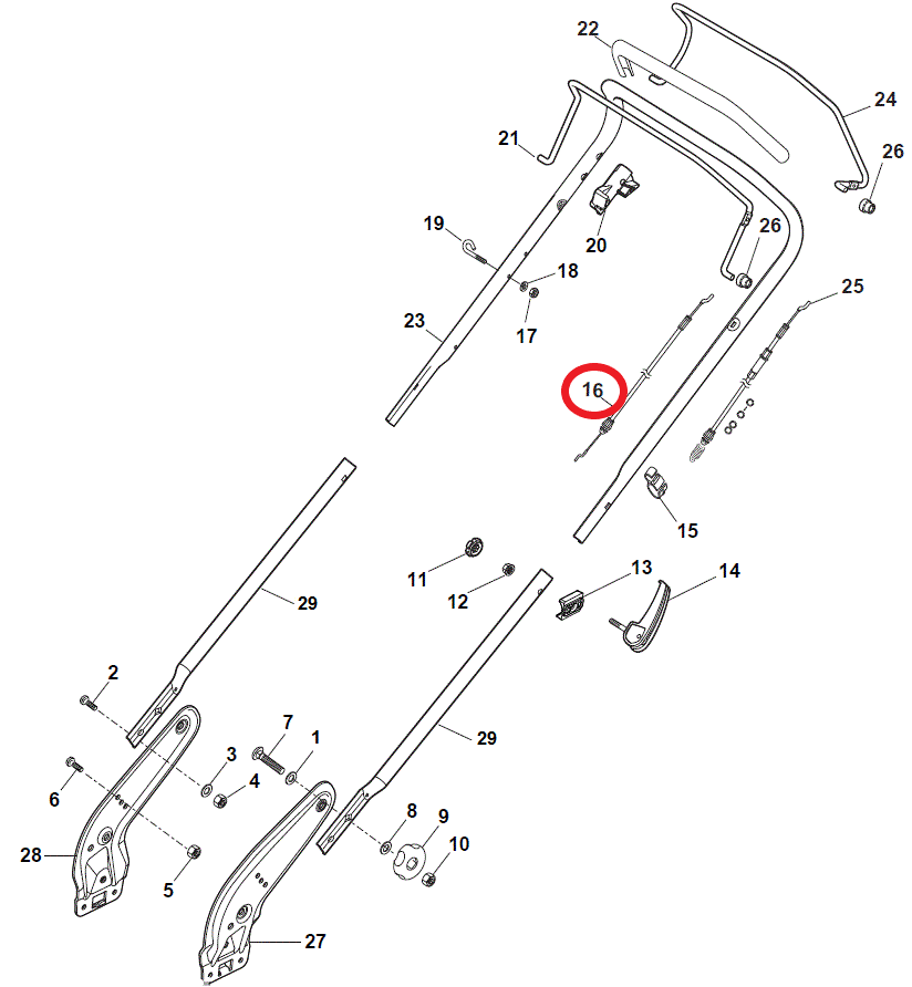 Mountfield Lawnmower Brake Cable SP180 SP185 S461R PD Part No. 181030053/0 - Outdoor Spares