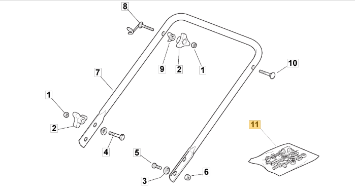 Mountfield Lawnmower Handle Screw Assembly Kit Fits SP425 S421HP 381008614/3 - Outdoor Spares