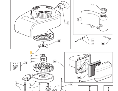 Mountfield RM45 Recoil Assembly Fits S461Pd HP474 S511PD 118550276/0 - Outdoor Spares