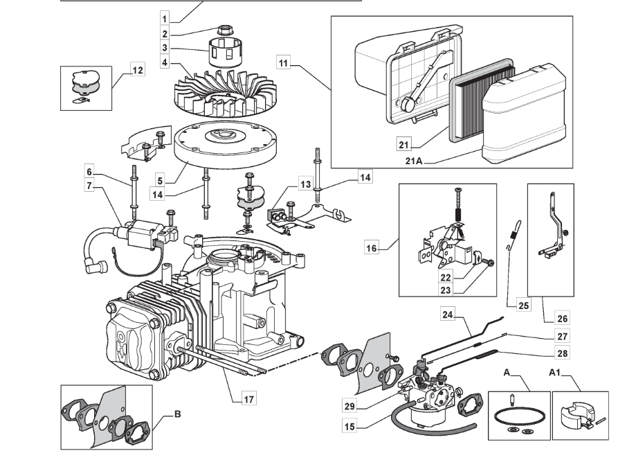 Mountfield RM45 RM55 Carburettor Gasket Set Fits SP474 SP536 118550248/0 - Outdoor Spares