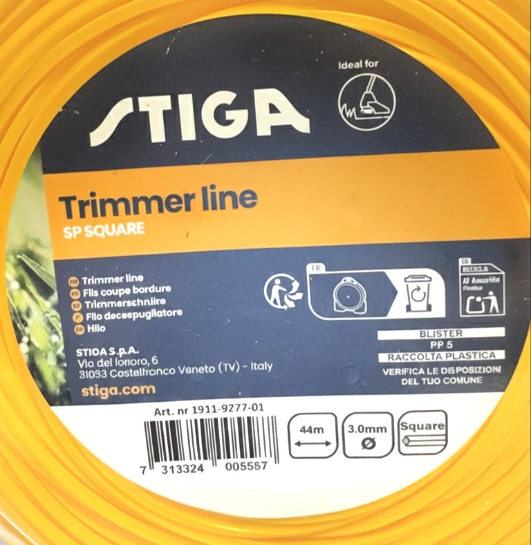 STIGA 3mm 44m Square Brushcutter Grass Trimmer Strimmer Line 1911-9277-01