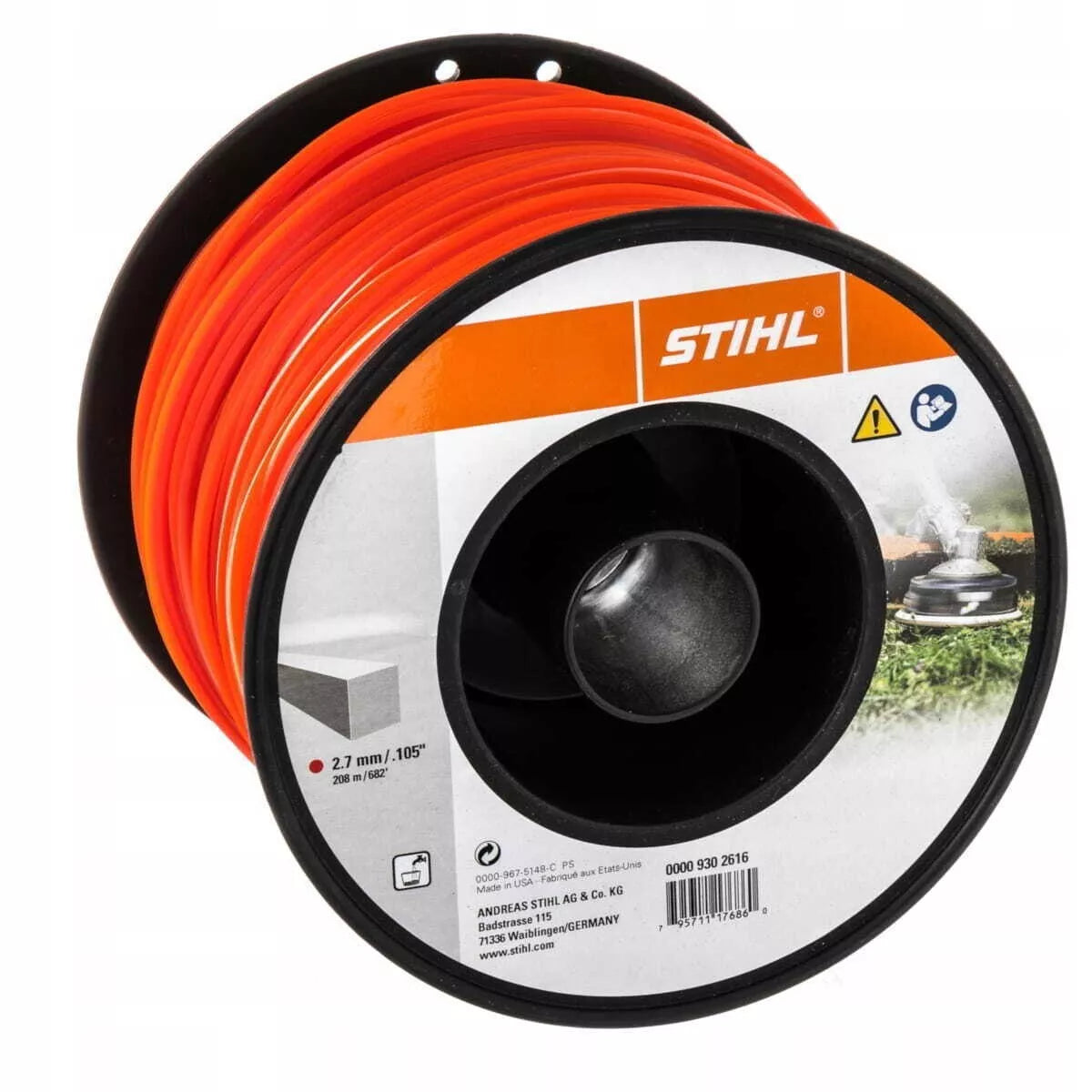 Stihl Nylon Line 2.7mm x 208m/682 ft 0000 930 2616 Square Profile