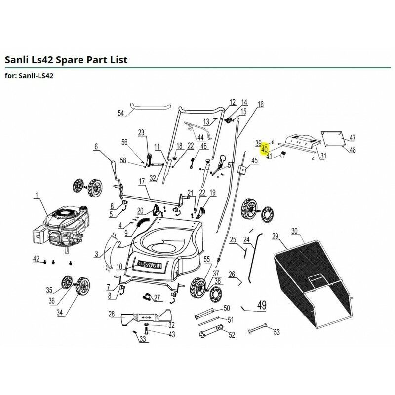 Sanli LS42 Petrol Lawnmower Rear Deflector Axle XX101072 - Outdoor Spares