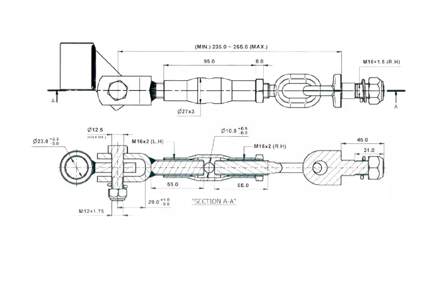 Tractor Stabiliser Chain 3 Point Tractor Cat 1 Compact Link Max 260mm Min 215mm - Outdoor Spares